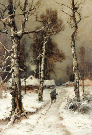 Julius Sergius Klever - Homeward Bound through a Wintry Forest.webp