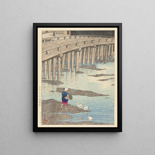 Kawase Hasui - De Gion brug te Hondo in Amakusa.webp