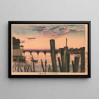 Kobayashi Kiyochika - Breakwater Stakes and Rygoku Bridge.webp