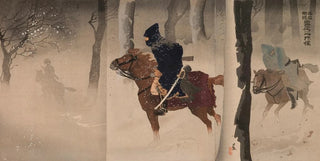 Kobayashi Kiyochika - Scouts near Nuizhuang on a Snowy Night.webp