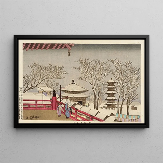 Kobayashi Kiyochika - The Temple Sensji in Snow.webp