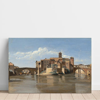 L'Île et le pont San Bartolomeo, Rome - Jean-Baptiste-Camille Corot | Reproduction Tableau Décoration murale affiche copie