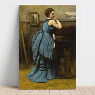 La Dame en bleu de Jean-Baptiste-Camille Corot | Reproduction Tableau Décoration murale affiche copie