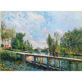 La Passerelle - Chemin de Halage du Canal du Loing - Alfred Sisley | Reproduction Tableau Décoration murale affiche copie