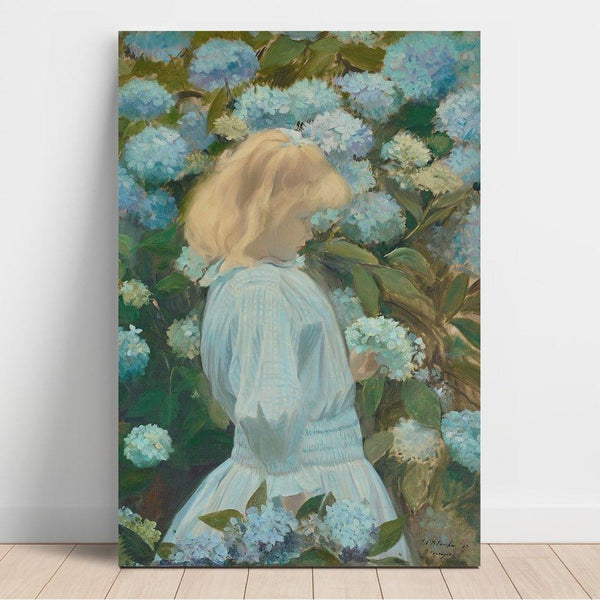 Reproduktion av målningen La Petite Fille aux Hortensias - Jacques-Émile Blanche
