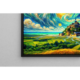 Le Mont Saint-Michel avec le style de Van Gogh | Intelligence artificielle | Reproduction Tableau Décoration murale affiche copie