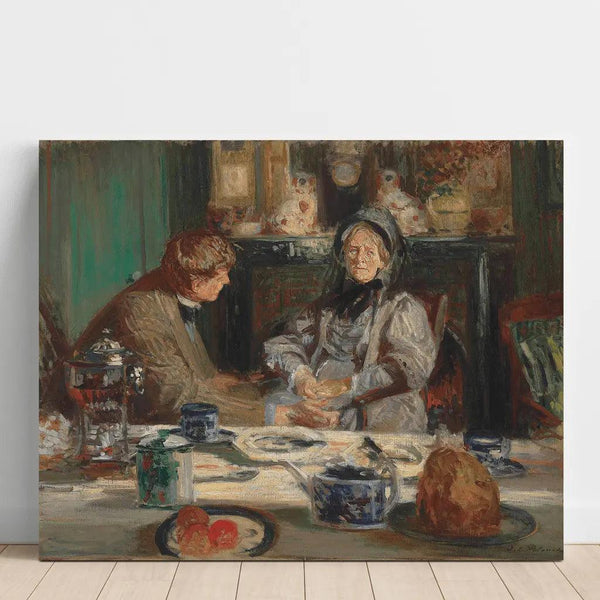 Reproduktion av målningen Le Peintre Sickert et sa Mère, Petit-déjeuner à Neuville - Jacques-Émile Blanche
