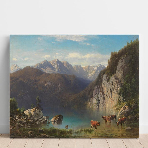 Reproduktion av målningen av sjön Alpsee nära Hohenschwangau - Carl Millner