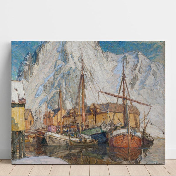 Reproduktion av målningen av Svolværhamnen, Lofoten - Anna Boberg