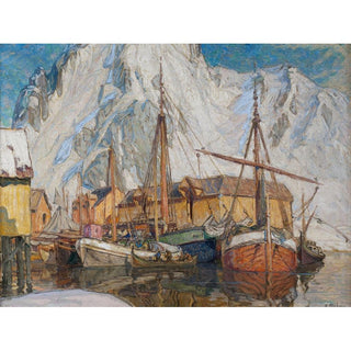 Le port de Svolvær, Lofoten - Anna Boberg | Reproduction Tableau Décoration murale affiche copie