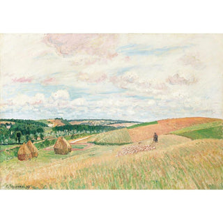 Les Coteaux de Thierceville, Meules, Berger et Troupeau - Camille Pissarro | Reproduction Tableau Décoration murale affiche copie