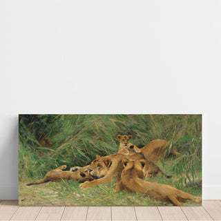 Lions jouant - Wilhelm Kuhnert | Reproduction Tableau Décoration murale affiche copie
