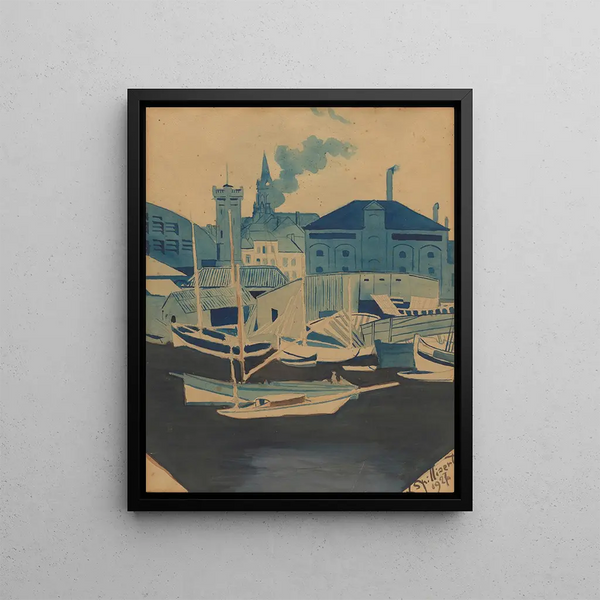 Vy över hamnen - Léon Spilliaert — inramlat konstverk på väggen