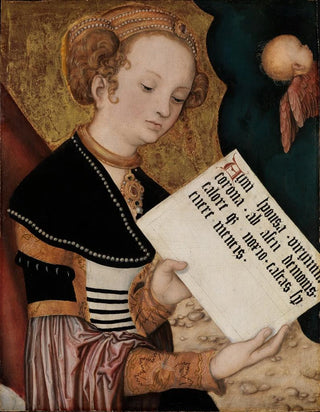 Lucas Cranach the Elder - Female saint with scroll.webp