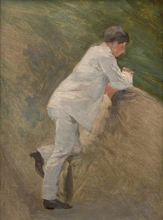 Marie Bracquemond - Study of a man in a white suit for En bateau Sisley et sa femme.webp