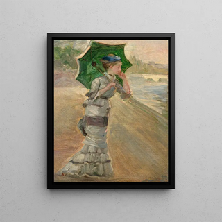 Marie Bracquemond - Study of an elegant woman with parasol for En bateau Sisley et sa femme.webp
