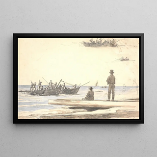 Martinus Rrbye - To fiskerbde sejler ind mod Skagens strand.webp