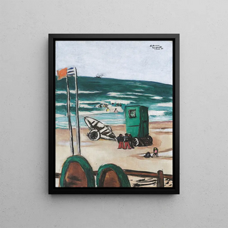 Max Beckmann - Badende mit grner Kabine und Schiffern mit roten Hosen.webp