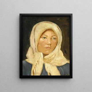 Michael Ancher - En ung skagenspige med trklde.webp