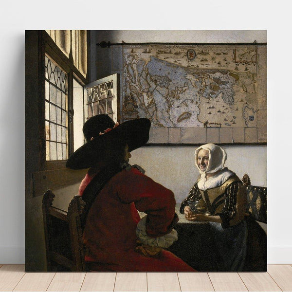 Reproduktion av målningen officer och flicka som skrattar - Johannes Vermeer