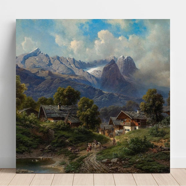 Reproduktion av målningen Partenkirchen i Bayern vid soluppgången - Carl Millner