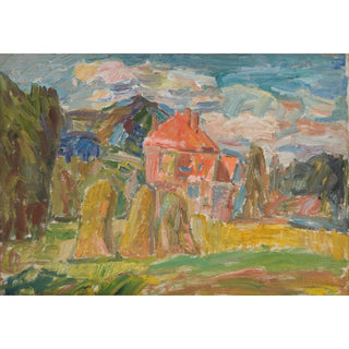 Paysage avec une maison rouge - Sasza Blonder | Reproduction Tableau Décoration murale affiche copie