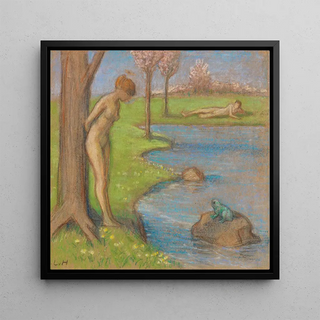Ludwig von Hofmann - Frhlingslandschaft mit Paar am Froschteich.webp