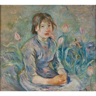 Paysanne fille au milieu de tulipes de Berthe Morisot | Reproduction Tableau Décoration murale affiche copie