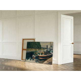 Péniches à Pontoise - Camille Pissarro | Reproduction Tableau Décoration murale affiche copie