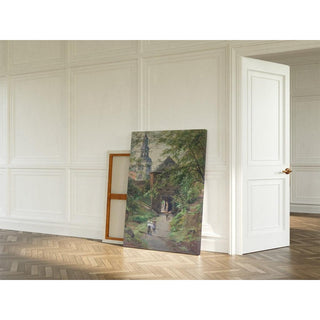 Promeneurs sur le Mönchsberg avec vue sur l'église Müllner - Edward Theodore Compton | Reproduction Tableau Décoration murale affiche copie