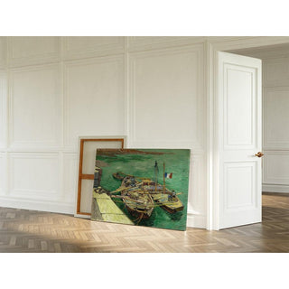 Quai avec des hommes déchargeant des barges de sable - Vincent van Gogh | Reproduction Tableau Décoration murale affiche copie