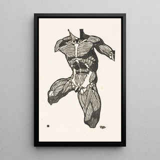 Reijer Stolk - Anatomische studie van de nek buik en bovenbeenspieren van een man.webp