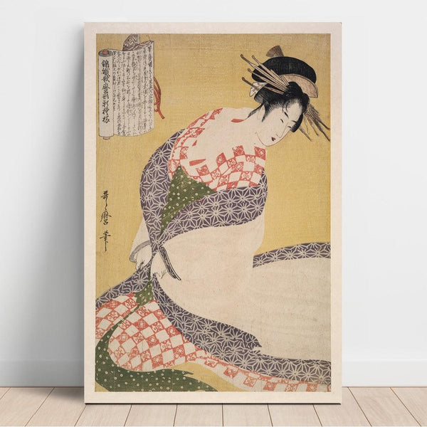 Reproduktion av målningen Shira-uchikake - Den vita överkappan - Kitagawa Utamaro