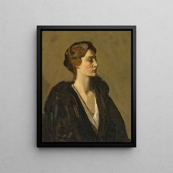 En dam i svart - Sir John Lavery — inramlat konstverk på väggen