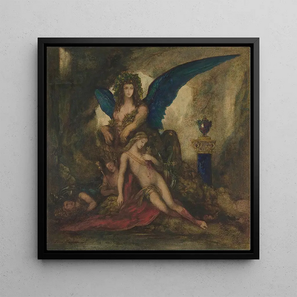 Sphinx i en grotta, kung poet och krigare - Gustave Moreau — inramlat konstverk på väggen