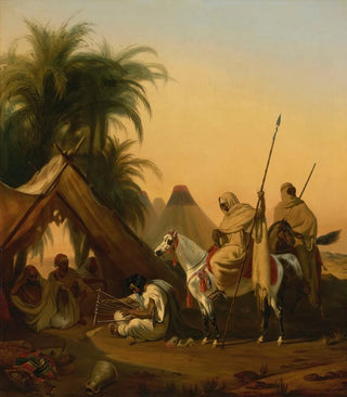 Studio of mileJeanHorace Vernet - Horsemen And Arab Chiefs Listening To A Musician.webp