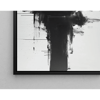 Tableau Abstrait Noir et Blanc – Impulsion Abstraite | Affiche Minimaliste Énergique | Poster Moderne Expressionniste Monochrome