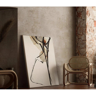 Tableau Décoratif – Lignes et Équilibres | Poster Abstrait Minimaliste Beige et Noir | Affiche Moderne au Trait Fluide et Élégant