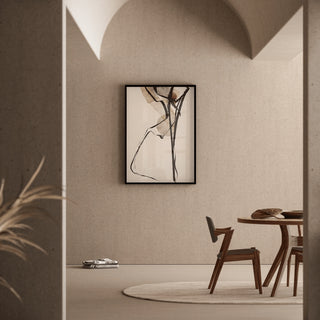 Tableau Décoratif – Lignes et Équilibres | Poster Abstrait Minimaliste Beige et Noir | Affiche Moderne au Trait Fluide et Élégant