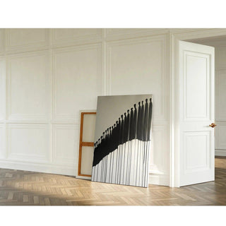 Tableau Décoratif – Procession Silencieuse | Poster Minimaliste Noir et Blanc | Affiche Moderne Épurée aux Silhouettes Élancées