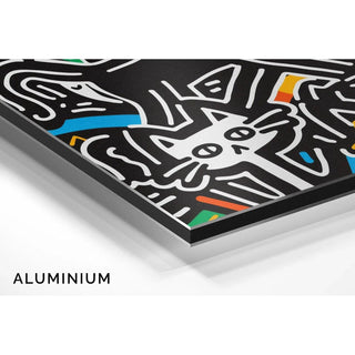 Tableau Pop Art – Chats Stylisés | Affiche Urbaine Colorée Style Keith Haring | Poster Graphique et Ludique pour Déco Contemporaine