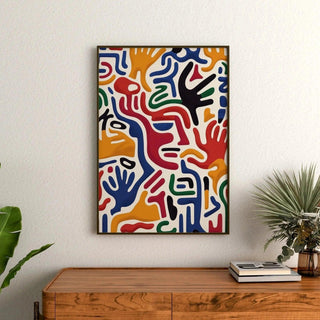 Tableau Pop Art – Mouvement des Mains | Affiche Colorée Abstraite aux Mains Stylisées | Poster Dynamique et Contemporain pour Salon ou Bureau