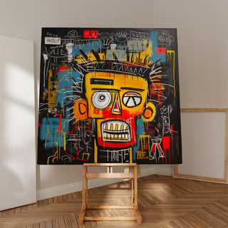 Tableau Street Art – Masque Jaune | Poster Tête Stylisée Couleurs Vives | Affiche Pop Art Inspirée de l’Art Urbain et Graffiti