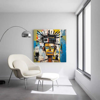 Tableau Street Art – Visage Mécanique de la Rue | Affiche Murale Pop Art Style Basquiat | Déco Urbaine Colorée pour Intérieur Moderne