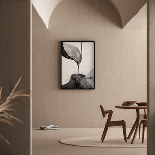 Tableau décoratif design – Fusion Organique | Affiche Abstraite Noire et Blanche Élégante | Poster Graphique Contemporain Style Minimaliste Naturel