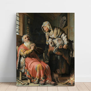 Tobit et Anna avec l'enfant - Rembrandt van Rijn | Reproduction Tableau Décoration murale affiche copie