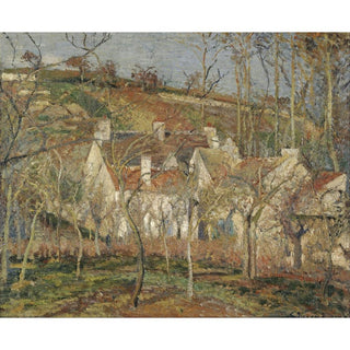 Toits rouges, coin de village, hiver - Camille Pissarro | Reproduction Tableau Décoration murale affiche copie