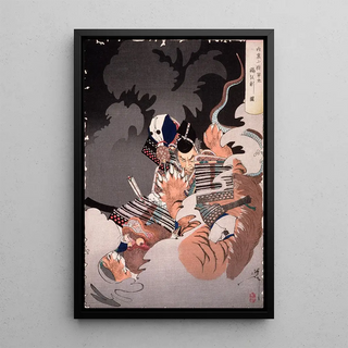 Tsukioka Yoshitoshi - I No Hayata Kills the Nue at the Imperial Palace.webp