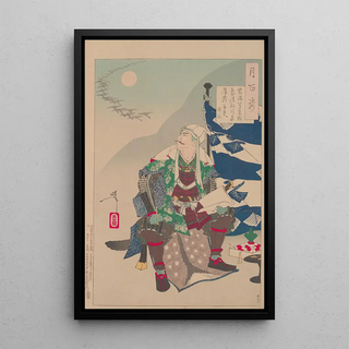 Tsukioka Yoshitoshi - Uesugi Kenshin watching geese in the moonlight.webp