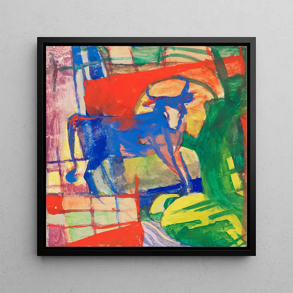 Vache bleue - Franz Marc — inramlat konstverk på väggen